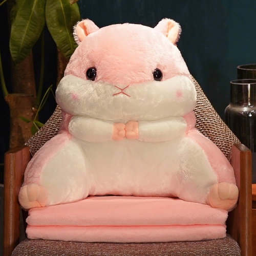 Hammy Plushie/Back Cushion (with Blanket + Hand Warmer) - Large: blanket + hand warmer (40% OFF) / Pink