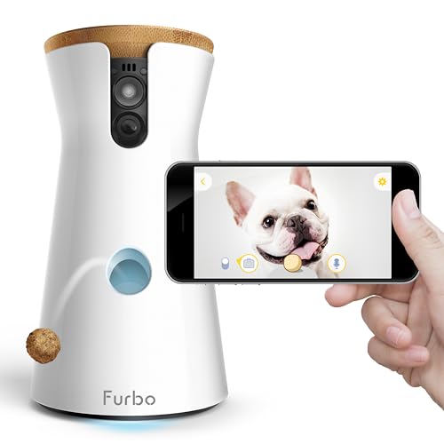 Furbo Dog Camera: Full HD Wifi Pet Camera with 2-Way-Audio, Treat Tossing, Night Vision and Barking Alerts, Designed for Dogs, Works with Amazon Alexa