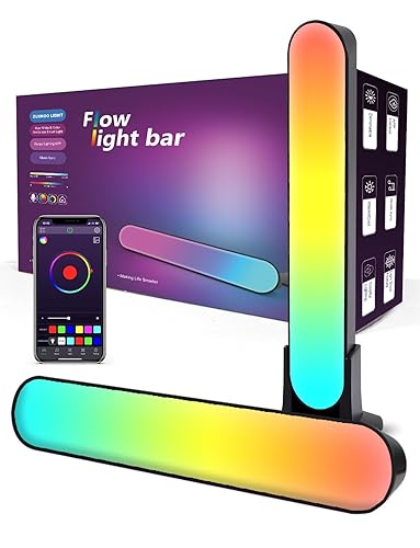 ZUUKOO LIGHT Smart Flow Light Bar, RGB Smart LED Lamp with Multiple Lighting Effects and Music Modes, 10W LED TV Backlights, Mood Light, Ambient Lighting for Gaming, Movies, PC, TV - V5 Rgb Bar