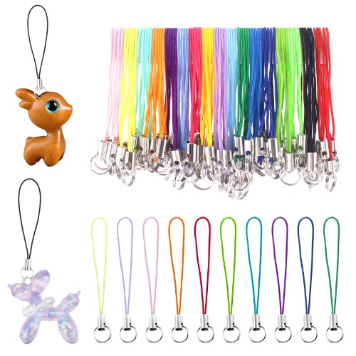 Rustark 200Pcs Mixed Color Lanyard Phone Ring Strap Set, Phone Charm String Ring Lanyard Lariat Cell Phone Split Ring Charm Cords Lanyard Strap String for Hanging Charm Phone USB Flash Drive Keychain