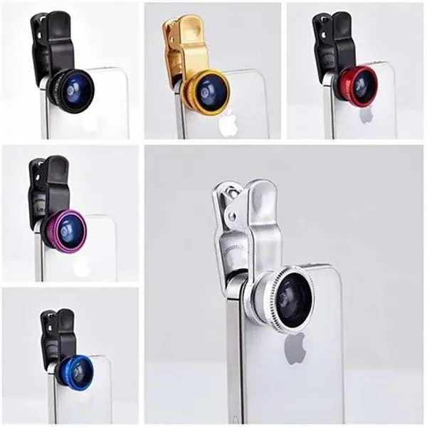 3-in-1 Universal Clip on Smartphone Camera Lens - 6 Colors by VistaShops - Black