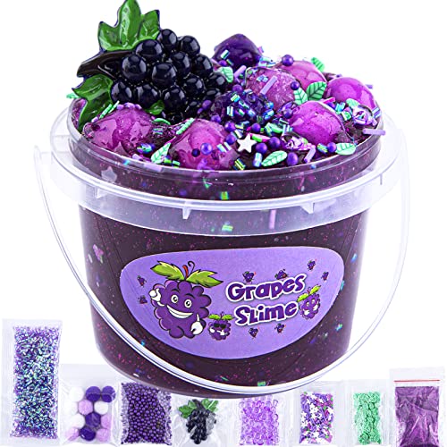 Clear Slime, 10,2 oz Lila Traube Jelly Cube Glimmer Fluffy Schleim für Kinder, Kinderpartygeschenk, Geburtstag, Ostern, Neujahr, Geschenk für Mädchen und Jungen im Alter von 6, 7, 8, 9, 10 Jahren - Trauben