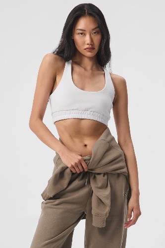Scoop Neck Sweatshirt Bra - White | White / S