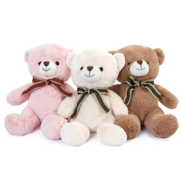 Tezituor Cute Soft Teddy Bear Stuffed Animals Plush Toys in 3 Colors - 3-Pack of Bulk Teddy Bears Gift for Boy Girl Kids 12 inches ( Brown/White/Pink )