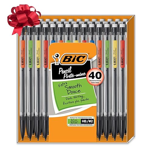 BIC Xtra Smooth Mechanical Pencils with Erasers, Medium Point (0.7mm), Perfect for Everyday Writing, Erases Cleanly, Writes Smooth & Dark, 40-Count Gift Set - Xtra-Smooth Original Edition - 40 Count (Pack of 1)