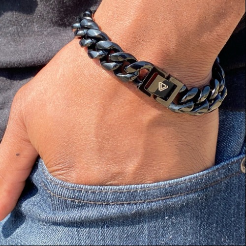 BLACK MIAMI CUBAN BRACELET | 8.6" XL / BLACK