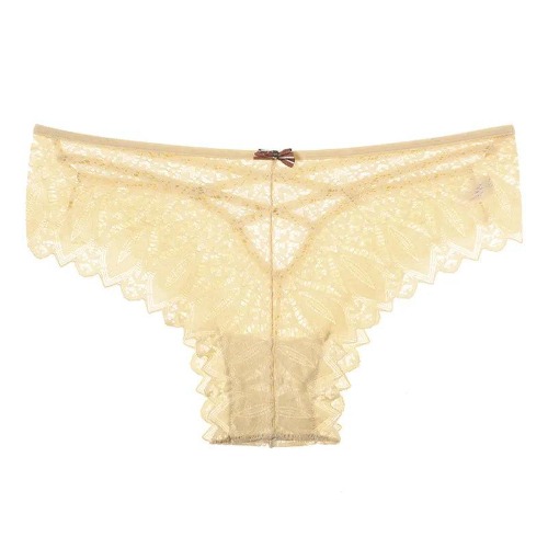 Lace Temptation: Sexy Low-Waist Hollow Out G-String Panties - Beige / S(waist60-70cm) / 1pc