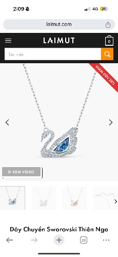 Dây Chuyền Swarovski Thiên Nga Đá Nhảy Chính Hãng Dancing Swan Necklace