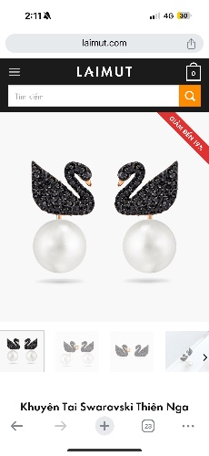 Khuyên Tai Swarovski Thiên Nga Đen Iconic Swan Earring Jackets