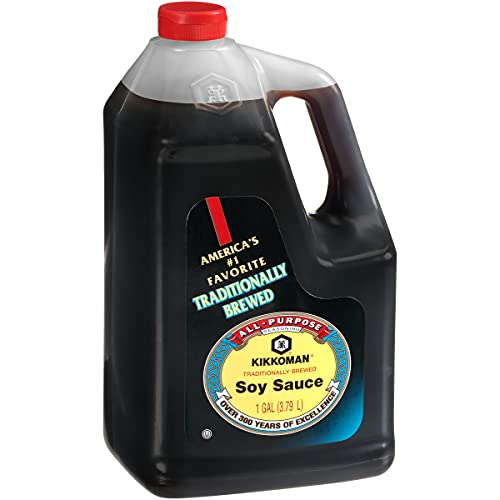 Kikkoman - Traditionally Brewed Soy Sauce, Organic Soy Sauce, All Purpose Seasoning, No Added Preservatives - 1 Gallon (Pack of 1) - 128 Fl Oz (Pack of 1)