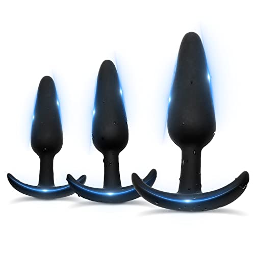 for Comfortable Long-Term Wear Silicone Anal Plug，3Pcs Silicone Anal Plugs Training Set/Anal Sex Trainer /Prostate Massage Anus Dilator Anal Ball for Beginners Advanced Users.