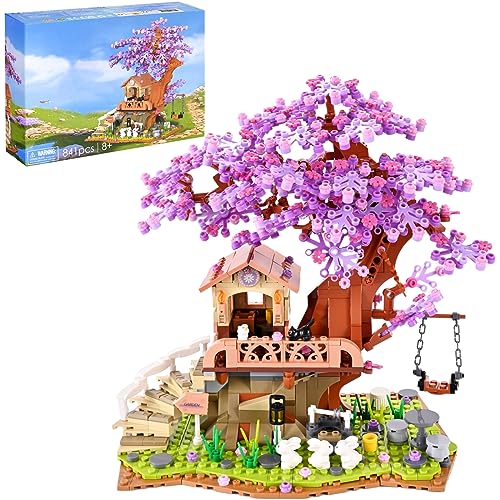 VEPOWER Friends Casa del Árbol de la Amistad, Conjunto de Construcción de Jardín de Flor de Cerezo con Luz LED, Juguete Educativo juguete de construcción para niños a partir de 8 años con (841 piezas)
