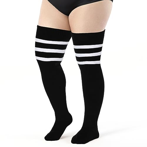 Medias por Encima de la Rodilla para Mujer de Talla Grande Calcetines Hasta el Muslo para Muslos Gruesos Calcetines Hasta la Rodilla Negros 63cm Calentadores de Piernas para Mujer y Niña