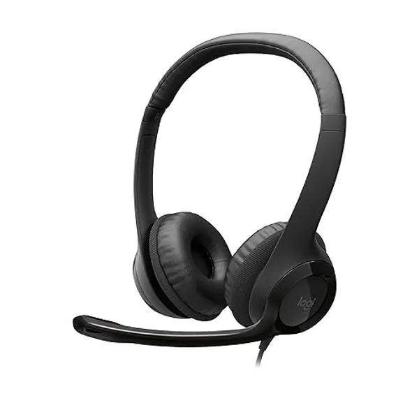 Logitech H390 Wired Headset for PC/Laptop, Stereo Headphones with Noise Cancelling Microphone, USB-A, in-Line Controls for Video Meetings, Music, Gaming and Beyond - Black - Black - 1 Pack