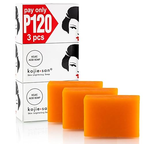 Kojie San Skin Brightening Soap - Original Kojic Acid, Dark Spot Remover Bar Soap with Coconut & Tea Tree Oil – 100g x 3 Bars - 100g (3 Bars)