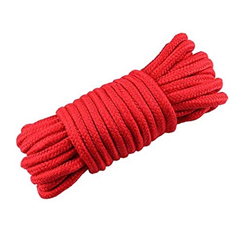 CRAFTCURL Soft Cotton Rope - Ecofriendly Soft Twisted Cotton Knot Tying Rope - Easy to DIY for Daily Using - Natural Cotton Rope Thick Suitable for, Camping, Hanging Clothes & Costume Playing, (Red) - Red