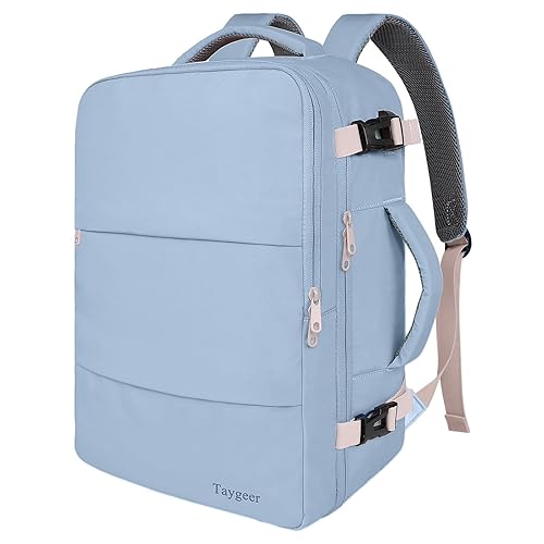 Taygeer Travel Backpack for Women, Carry On Backpack with USB Charging Port & Shoe Pouch, TSA 15.6inch Laptop Backpack Flight Approved, Nurse Bag Casual Daypack for Weekender Hiking, Powder Purple - Large - Powderpurple