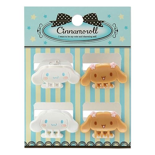SANRIO Cinnamoroll Hair Clip, 4 Piece Mini Hair Clip for Kids and Women, ABS Resin, 4 Count, 2 x 2.5 x 2 cm, Cartoon, Snap Closure, Multicolor, Modern Style, Hair Securing, Daily, Party, Made in China