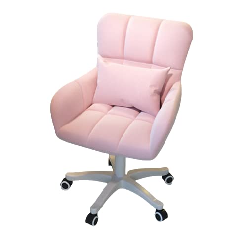 YCJOBOXO Computer Chair Home Comfort Girls Dormitory Makeup Chair ins Wind Study Desk sedentary Back Chair Swivel Chair (High Elastic Sponge, Pink)