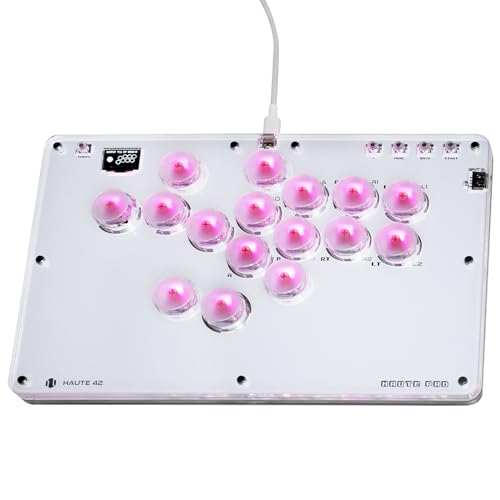Arcade Stick, T16 All Button Arcade Controller mit Turbo und benutzerdefiniertem RGB, Arcade Fight Stick Gaming-Tastatur für Switch/PC/PS4/PS3, unterstützt Hot-Swap und SOCD