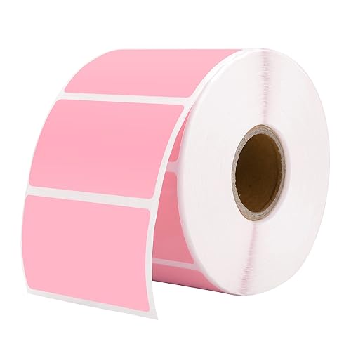 MUNBYN 2.25"x1.25" Direct Thermal Labels, Self-Adhesive Address Shipping Thermal Stickers, Pink Label for Thermal Label Printer-1 Roll,1000 Labels - 2.25x1.25 - Pink - 1