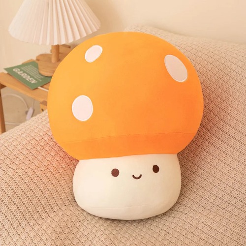 Colorful Cozy Pastel Mushroom Plushie Toy - orange / 10cm