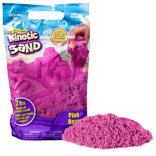 Kinetic Sand, 2lbs Pink Play Sand, Moldable Sensory Toys for Kids, Resealable Bag, for Ages 3 and up - Pink