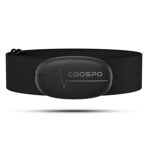 COOSPO H6 Herzfrequenzmesser Pulsgurt Brustgurt Bluetooth ANT+ Konnektivität, Herzfrequenz Sensor HRM-Messung IP67 Wasserdichter, Kompatibel mit Wahoo, Elite HRV, Rouvy, Adidas Run, Kinomap, Pulsoid - Black - Schwarz