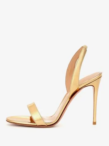 Gold High Heel SandalsOpen Toe Prom Slingback Stiletto Heel Party Shoes
