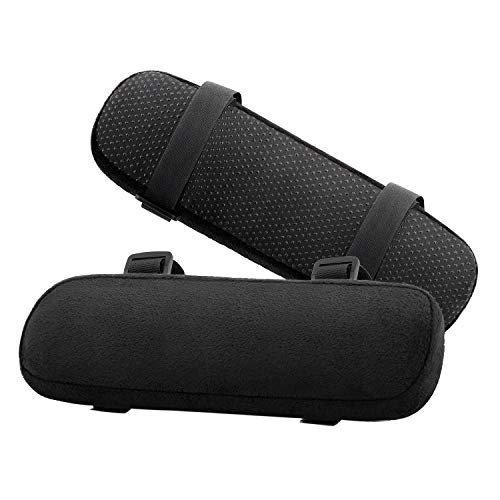 MoKo Chair Armrest Pads, Set of 2 Office Ergonomic High Density Foam Soft Elbow Pillow Cushion for Forearm Pressure Relief Adjustable Universal Padded Chair Armrest Cover - Black - Black