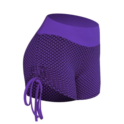 CHRLEISURE Grid Tights Yoga Pants Women Seamless High Waist Leggings Breathable Gym Fitness Push Up Clothing Girl Yoga Pant - Purple  Shorts / XL