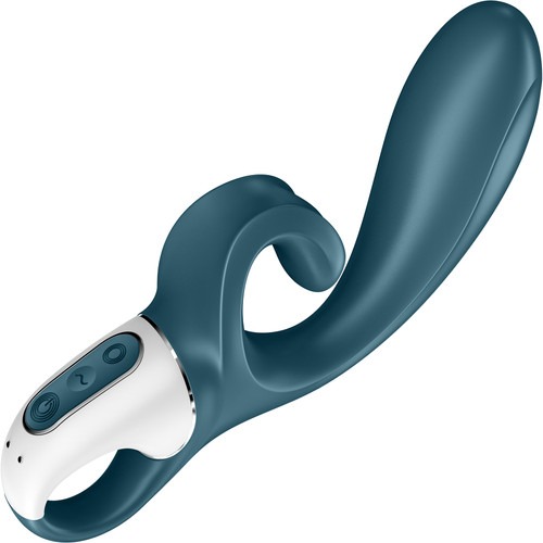 Satisfyer Hug Me Silicone Rechargeable Flexible App Enabled Dual Stimulation Vibrator - Steel Blue