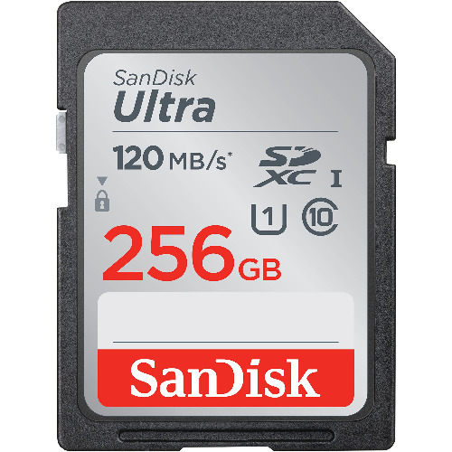 SanDisk 256GB Ultra SDXC UHS-I Memory Card - 120MB/s, C10, U1, Full HD, SD Card - SDSDUN4-256G-GN6IN - Memory Card Only 256GB