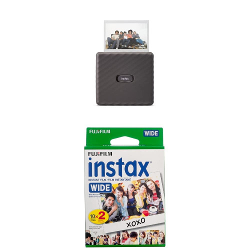 Fujifilm Instax Link Wide Printer - Mocha Gray + Fujifilm Instax Wide Film Twin Pack (White) (New Packaging) - Mocha Gray w/Twin Film Pack (20 Sheets)