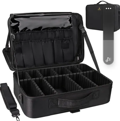 Amazon.com : Relavel Makeup Case Large Makeup Bag Professional Train Case 16.5 inches Travel Cosmetic Organizer Brush Holder Waterproof Makeup Artist Storage Box, 3 Layer Large Capacity, with Adjustable Strap : Beauty & Personal Care