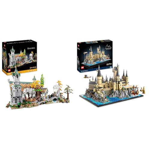 LEGO Icons The Lord of the Rings: Rivendell, Construct and Display Middle-earth Valley & 76419 Harry Potter Hogwarts Castle and Grounds Big Set for Adults - + Set 76419