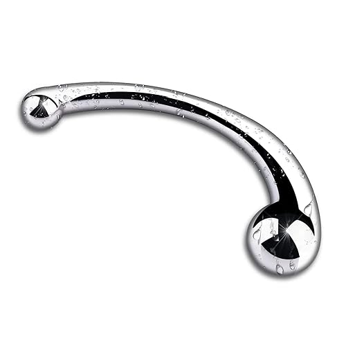 Double-Ended Dildo G-spot Massage Anal Plug Stimulate Wand Fetish Dildo Solid Metal Curved Dual Ended Masturbation Sex Toy for Couple (L.17oz) - L.17oz