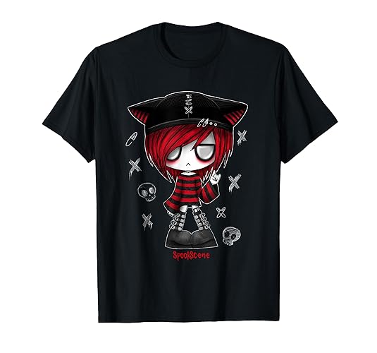 Spookscene Edgy Kitty Hat Scene Kid Emo Alt Goth Red T-Shirt - Girls - Pink Heather - Large