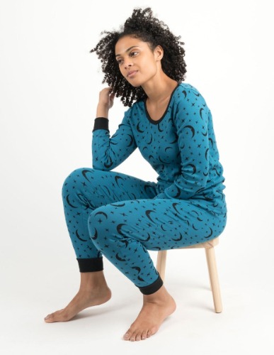 Women's Moon Pajamas - moon-royal-blue / Small