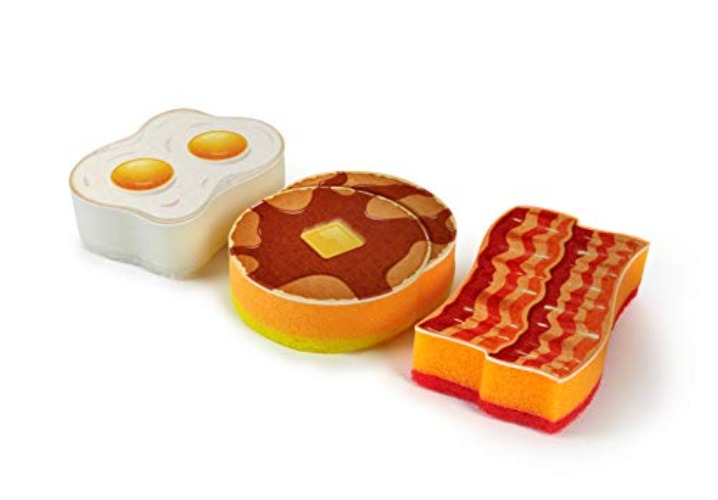 Genuine Fred Breakfast Scrub Sponges, Set of 3, Assorted Styles - BREAKFAST SCRUB