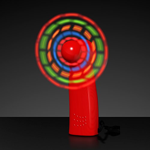 FlashingBlinkyLights Light Up LED Mini Handheld Fan with Red Handle
