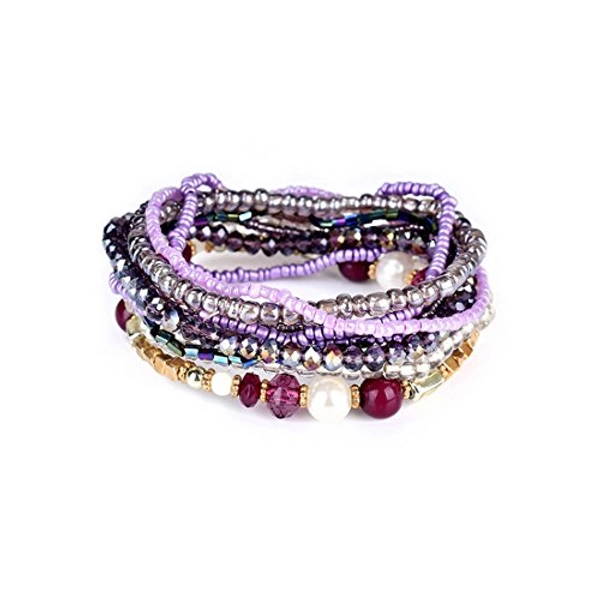 MengPa Stackable Beaded Bracelets for Women Bohemian layering Strand Statement Jewelry