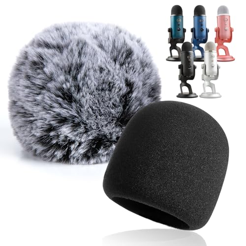 YOUSHARES 2PCS Blue Yeti Pop Filter for Blue Yeti Microphone, Yeti Foam Windscreen with Dead Cat Blue Yeti Mic Cover for Yeti Mic and Blue Yeti Pro USB Microphone - A - FoamFurKit