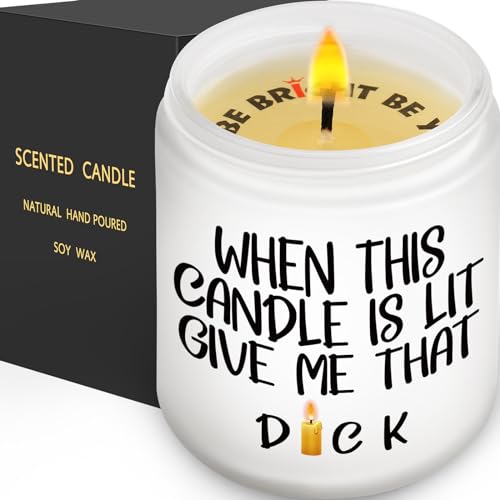 Gifts for Husband, Boyfriend, AWIZ Lavender Scented Candle - Valentine's Day Gifts for Women Galentines Day, Thinking of You, Thoughtful Gifts for Women, Funny Anniversary Birthday Gifts for Men, Him - WHEN THIS CANDLE IS LIT GIVE ME THAT D**K