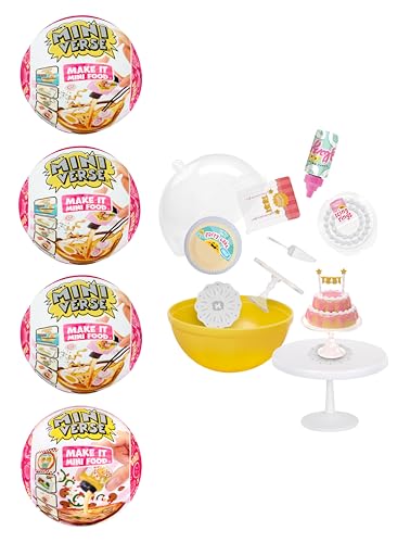 MGA's Miniverse Make It Mini Food Diner Series 2 Pastry Shop Bundle (4 Pack) Mini Collectibles, Blind Packaging, DIY, Resin Play, Replica Food, NOT Edible, Collectors, 8+