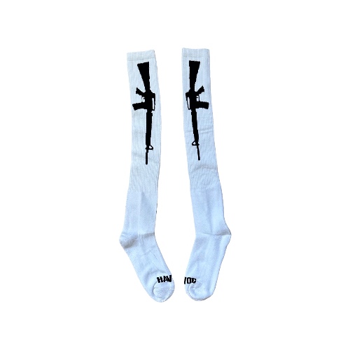 DUCK & COVER WOVEN THIGH HIGH SOCKS (white) | Default Title