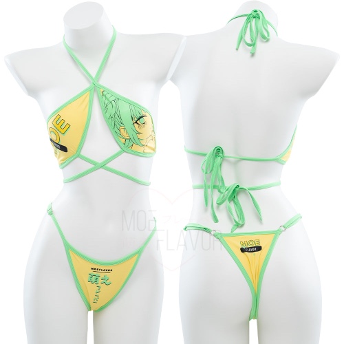 Idol - Retro Charm Anime Swimsuit - Green & Yellow / S/M