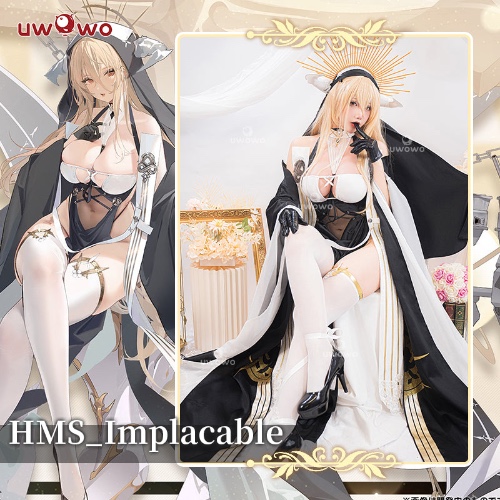 【In Stock】Uwowo Game Azur Lane HMS Implacable Nun Sexy Dress Cosplay Cosutme - S