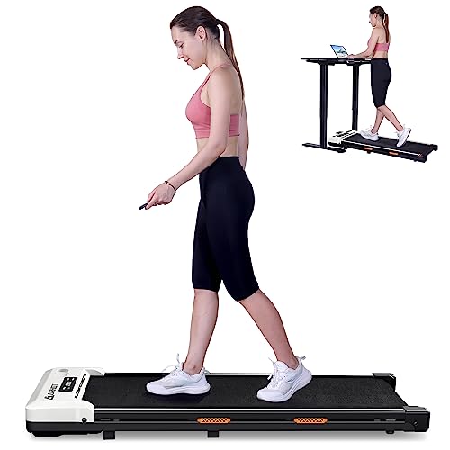 AIRHOT Walking Pad, 2 in 1 Under Desk Treadmill of Compact Space, 2.5HP Quiet Desk Treadmill with Remote Control & LED Display, Portable Treadmill for Home/Office, Installation-Free - White
