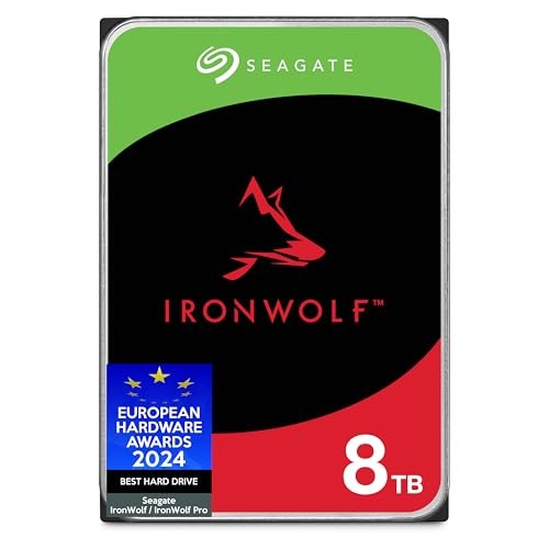 Seagate IronWolf 8 TB interne Festplatte NAS HDD, 3.5 Zoll, 5400 U/Min, 256 MB Cache, SATA 6 Gb/s, silber, inkl. 3 Jahre Rescue Service, Modellnr.: ST8000VNZ02 - 8TB - IronWolf